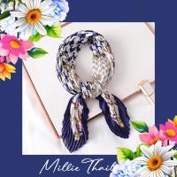 ราคา ผ้าพันคออัดพลีทสีน้ำเงิน By Millie Thailand (26768662215)