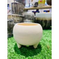 ราคา กระถางดินเผา กระถางต้นไม้ กระถางแคคตัส ทรงป่องมีขา กว้าง3.5นิ้ว สีขาวธรรมชาติทั้งใบ สามารถนำไปเพ้นท์เองได้ (24890909071)