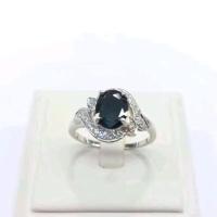 ราคา แหวนนิลแท้ แหวนเงินแท้ 925 นิลล้อมเพชรสวิส ตัวเรือนชุบทองคำขาว (3524939804)