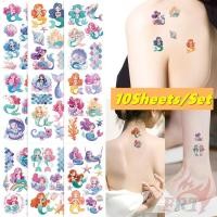 ราคา 10แผ่น/ชุด ❤ สติ๊กเกอร์รอยสักชั่วคราว Little Mermaid Series 02 ❤ รอยสักกันน้ําสําหรับแขนเซ็กซี่กระดูกไหปลาร้าร่างกายศิลปะมือเท้า (29916798196)