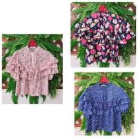 ราคา VANEZZA เสื้อผ้าชีฟองพิมพ์ลาย แขนต่อระบาย อกและหลังแต่งระบายโค้ง ผ่าช่วงอก ติดกระดุมปั๊ม (16759789301)