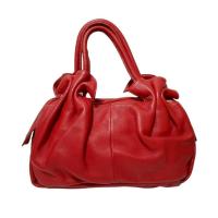 ราคา กระเป๋าถือหนังแท้สีแดง SALVATORE FERRAGAMO ทรงจีบ ❤️สินค้ามือสอง (27984200398)