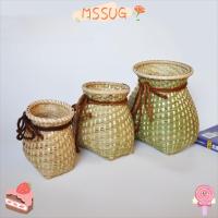 ราคา MSSUG ตะกร้าไม้ไผ่สาน,ตะกร้าหวายหวายน้ําหนักเบาทรงกลม,ตกแต่งงานฝีมือไม้ไผ่อเนกประสงค์ Handmade ทอภาชนะเก็บบ้านไร่ (29340434965)