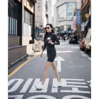ราคา เดรสคอเต่าสีดำทรงสวยเนื้อดี เดรสเข้ารูปคอเต่า NANNAPAT (3711038191)