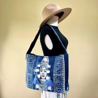 ราคา กระเป๋าผ้าใยกัญชงสีกรมแต่งหน้าชาวเผ่า (41109116070)