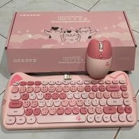 ราคา [Used] Geezer คีย์บอร์ดไร้สาย Wireless Keyboard & Mouse Set รุ่น KY100 ลายแมวคิตตี้สีชมพู Kitty Pink (23975194616)