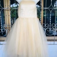 ราคา เดรสออกงานราตรีสั้นสีครีมทอง (4531043987)