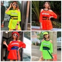 ราคา เดรสนีออน ชุดเรืองแสง เสื้อเรืองแสง ชุดสะท้อนแสง สกรีน Dickies แถมเข็มขัดฟรี!!! สีแซ่บสุดในจักรวาลทางช้างเผือก (2813461840)