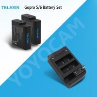 ราคา แบตเตอรี่เสริม แท่นชาร์จ Telesin GOPRO HERO 5 6 7 2 pcs Replaceable Battery 1220 mAh + 1 Remote Slot (762368122)