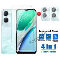 ราคา 4 in 1 ป้องกันหน้าจอสําหรับ Vivo Y28s Y18 Y18s 4G 5G VivoY18 VivoY18s Y 18 18s s 2024 Clear View กระจกนิรภัยกล้องเลนส์ HD ฟิล์มป้องกันกระจก 9H ความแข็งโปร่งใสทั้งหมด QSY (40864052982)