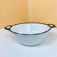 ราคา อ๊อด ชามซุป ถ้วย จานกระเบื้อง จานขาวขอบดํา ลายคมชัด สวยเคลือบหนา (40854977486)