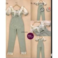 ราคา จั้มกางเกงขายาวสีเขียวมิ้น ป้าย HERception จั้มสูทเรียบหรู (23819265333)