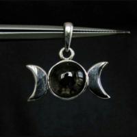 ราคา จี้เงินแท้ 925 รูปพระจันทร์เสี้ยว ฝังพลอยแท้ SMOKEY QUARTZ (735741445)