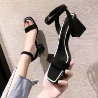 ราคา รองเท้าส้นสูง แบบรัดข้อ หนังกำมะหยี่ สูง2.5นิ้ว KRG251 (14304766920)