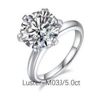 ราคา แหวนเพชรโมอีส 5กะรัต นำ้ D VVS1 Moissanite 5 ct 11.0mm เงินแท้ ทองคำขาว18K แหวนงานแต่ง ของขวัญ Je (27117724858)