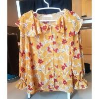 ราคา เสื้อชีฟองคอบัวสีเหลือง ลายดอกสีแดง(ป้ายbeautiful girl) (2138878885)
