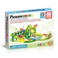 ราคา PicassoTiles 89 Pc Magnetic Dinosaur Race Car Track Building Tile Set (29612986832)