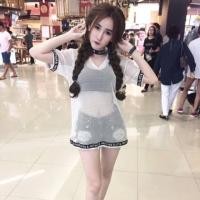 ราคา เสื้อตาข่าย เสื้อซีทรูสีขาว เสื้อคลุมออกกำลังกาย อก 40++ (2833198078)