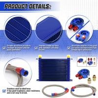 ราคา GUniversal 15 Rows Oil Cooler Kit + Stainless Steel Braided Oil Hose With Oil Filter Sandwich Adapter + PQY Sticker+Box (43961029219)