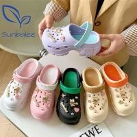 ราคา H-509 รองเท้าหัวโต แถมตัวติด รองเท้าผู้หญิง สูง 7 CM แตะแบบสวม สีทูโทน วัสดุยาง EVA พร้อมส่ง (24188239904)