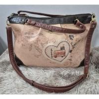 ราคา กระเป๋าถือและสะพายข้างSonovi(สีครีม-น้ำตาลลายแผนที่) มือสองSize14 (41007914034)