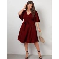 ราคา เดรสสาวอวบสีเลือดหมู (28121623736)