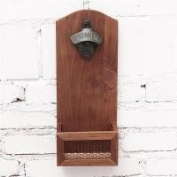 ราคา ที่เปิดขวด ที่เปิดขวดเบียร์ติดผนังไม้พร้อมที่จับหมวก สไตล์วินเทจ (29160496986)