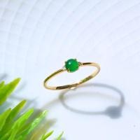 ราคา แหวนหยกพม่าแท้ เขียวจักรพรรดิมินิประดับเพชรแท้ ตัวเรือนทองแท้ 18 k size 53 mm (29625226412)