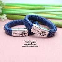 ราคา ข้อมือหนังแท้ สลักชื่อฟรี (437785974)