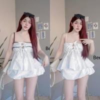 ราคา OVP เสื้อสายเดี่ยว แต่งลูกไม้ ผูกโบว์หน้า ผ้าคอตตอน100% เสื้อสายเดี่ยว (42552840790)
