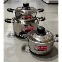 ราคา ชุดหม้อหุงต้ม Trio Cook ***สินค้าใหม๋***หม้อสแตนเลส Zebra สแตนเลส ตราหัวม้าลาย หม้อชุด 6 ชิ้น (26789518577)