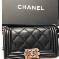 ราคา CHANEL BOY Mini 8” BLACK CALFSKIN RHW USED LIKE NEW ภายในใหม่มากเพราะใช้ที่จัดระเบียบ (7327955441)
