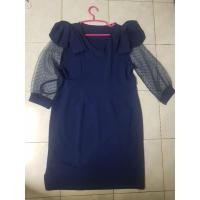 ราคา เดรสสีน้ำเงิน เดรสสีกรมท่า เดรสงานแต่งสาวอวบ (6860197491)