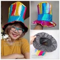 ราคา (1 ใบ) สีรุ้ง หมวกเชียร์บอล ทรงสูง หมวกตัวตลก หมวกแฟนซี cosplay party fancy hat m24 (25166623567)