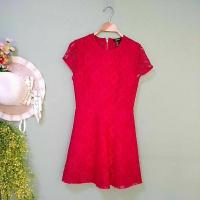 ราคา y115เดรสสั้นฉลุลายดอกไม้สีแดงแบรนด์Forever21 (24705312026)