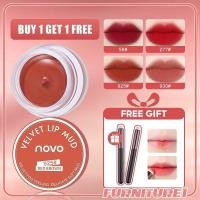 ราคา NOVO FREE Lip BRUSHNOVO Lip Mud Mousse Clay Velvet Matte ลิปสติกเนื้อแมตต์กันน้ำติดทนนาน เรียบเนียน1 (28636636868)