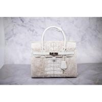 ราคา SALE!! ราคาโปรโมชั่นถูกสุด!!! กระเป๋าหนังจระเข้แท้หนังส่วนกระดูกทรงเบอร์กิ้น (W008D) (7653745202)