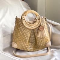 ราคา กระเป๋ากระจูด หูจับหวายสีมินิมอล-ถอดสายได้ (20668195292)