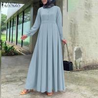 ราคา Zanzea ชุดแม็กซี่เดรส คอกลม แขนยาว ทรงหลวม สไตล์วินเทจ สําหรับผู้หญิงชาวมุสลิม (28757297563)