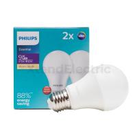 ราคา PHILIPS หลอดไฟ ฟิลิปส์ Essential LED Bulb 9W E27 Warm White แพ็คคู่ (20195628966)