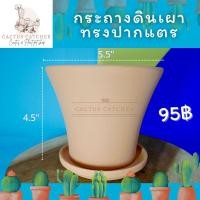 ราคา กระถางดินเผา กระถางแคคตัส กระถางต้นไม้ดินเผา ทรงปากแตร+จานรอง (10914392865)