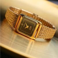 ราคา Vintage Omega Deville หน้าปัดดำ เรือนทอง สายทอง ระบบ Quartz lady size 19 x 25 mm สภาพสวยมาก Swiss made (21563745641)