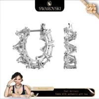 ราคา Swarovski (ใหม่)ต่างหูแฟชั่นผู้หญิง S925 เงินสเตอร์ลิงสามเหลี่ยมตัดคริสตัลสีขาวอัญมณี Ortyx Hoop ต่างหูของขวัญวันวาเลนไทน์ของขวัญวันเกิด (27175944527)