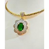 ราคา จี้บุษราคัม/มรกต/ทับทิมล้อมเพชร CZ แท้หุ้มทองคำแท้ 5 ไมครอน (2558097701)