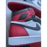 ราคา ใหม่ 11W Nike Air Jordan 1 Retro High OG Satin Black Toe Red CD0461-016 Originals รองเท้าผู้ชาย (42016805551)