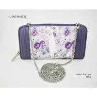 ราคา L 045 กระเป๋าสตางค์ซิปรอบเดี่ยวพิมพ์ลาย หนังวัวสีม่วง (24258954112)