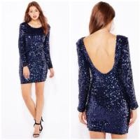 ราคา เดรสปักเลื่อมสีน้ำเงินกรมท่า Navy Sequin Dress (23486845284)