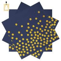 ราคา กระดาษทิชชู่ลายจุดสีน้ําเงินและสีทอง 13 x 13 นิ้วสําหรับวันเกิด งานแต่งงาน รับปริญญา (26090672318)