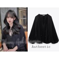 ราคา Zara AUTHENTIC เสื้อชีฟองจับจีบ 100% (25579567430)