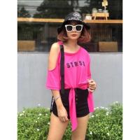 ราคา เสื้อนีออน ครอป สีชมพูบานเย็น (8006966472)